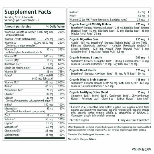 Vita-Min-Herb Men's Multivitamin Tablets, 120 Tablets, PSY