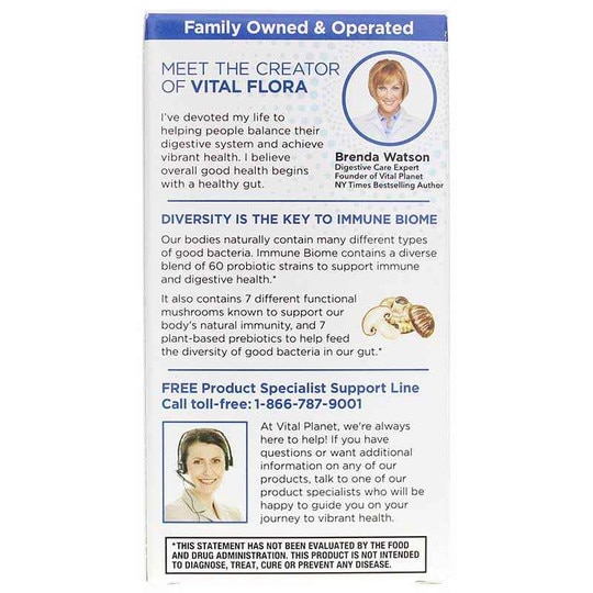 Vital Flora Immune Biome Probiotic 60 Billion CFU Shelf Stable, 30 Veg Capsules, VTP