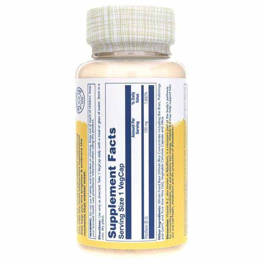 Vitamin B-2 100 Mg, 100 Veg Capsules, SLR