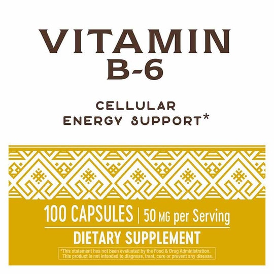 Vitamin B-6 50 Mg, 100 Capsules, NWA