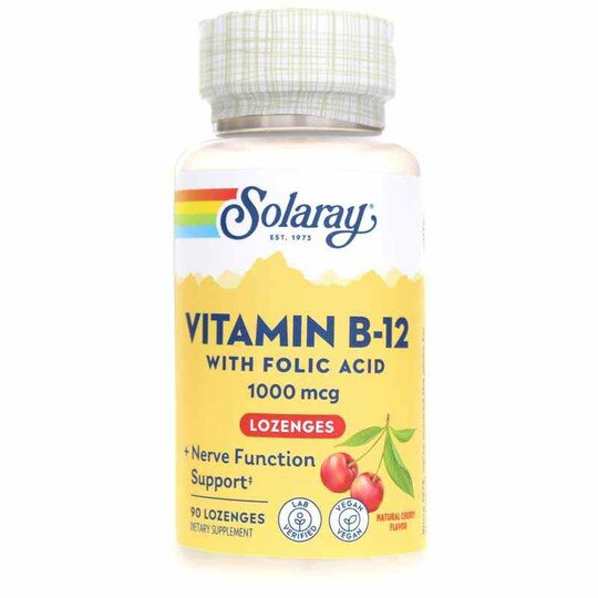 Vitamin B-12 with Folic Acid 1000 Mcg Cherry, 90 Lozenges, SLR