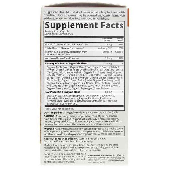Vitamin Code Raw Iron 22 Mg, 30 Veg Capsules, GOL