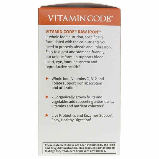 Vitamin Code Raw Iron 22 Mg, 30 Veg Capsules, GOL