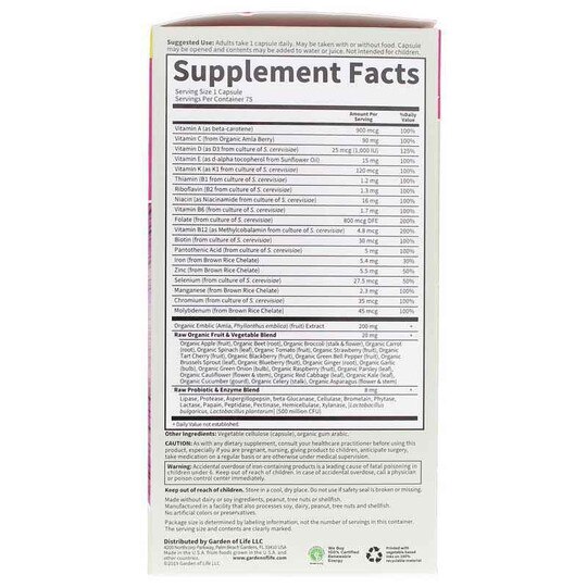 Vitamin Code Raw One for Women, 75 Veg Capsules, GOL