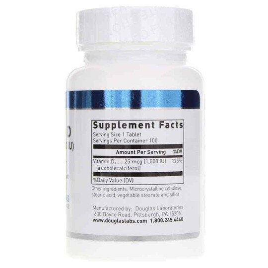 Vitamin D 25 Mcg (1,000 IU), 100 Tablets, DGL