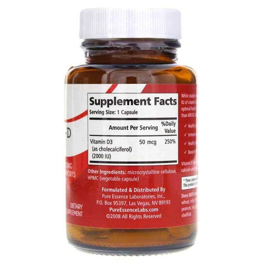 Vitamin-D 2000 IU, 30 Veg Capsules, PEL