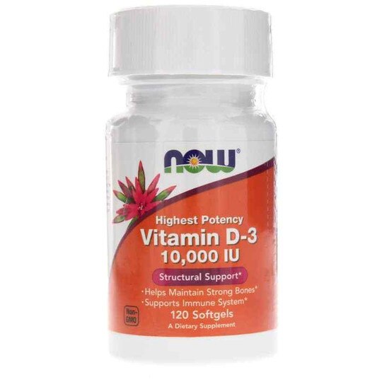 Vitamin D-3 10,000 IU Highest Potency, 120 Softgels, NOW