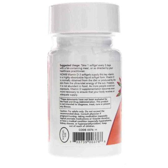 Vitamin D-3 10,000 IU Highest Potency, 120 Softgels, NOW
