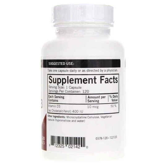 Vitamin D-3 400 IU Capsules, 120 Capsules, KRK