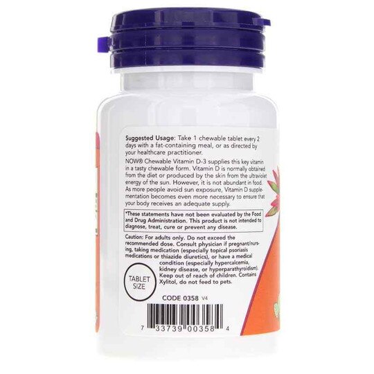 Vitamin D-3 5,000 IU Chewable, 120 Chewables, NOW