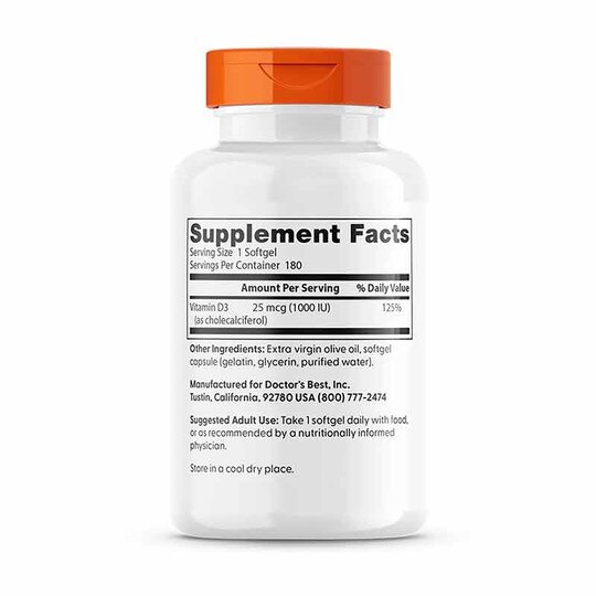 Vitamin D3 1000 IU, 180 Softgels, DRB