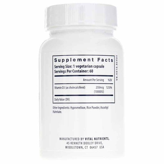 Vitamin D3 10000 IU, 60 Veg Capsules, VTN