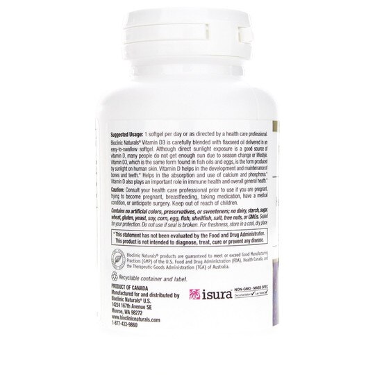 Vitamin D3 125 Mcg (5000 IU), 180 Softgels, BCN