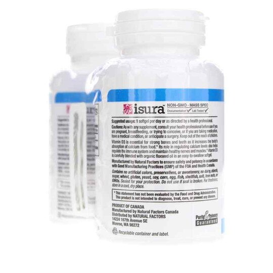 Vitamin D3 2000 IU Bonus Pack, 120 Softgels, NF