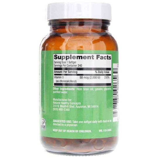 Vitamin D3 50 Mcg (2,000 IU), Natural Healthy Concepts