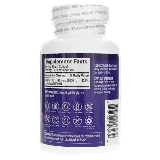 Vitamin D3 5000, 100 Softgels, BMD