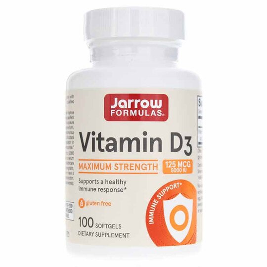 Vitamin D3 125 Mcg (5,000 IU), 100 Softgels, JRF