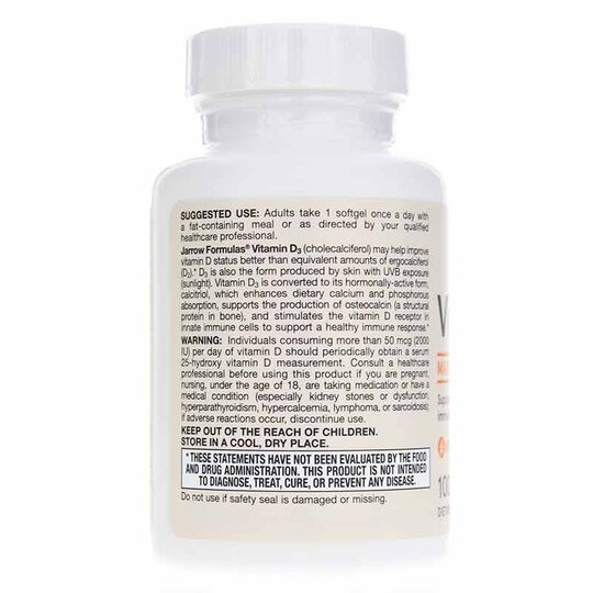Vitamin D3 125 Mcg (5,000 IU), 100 Softgels, JRF