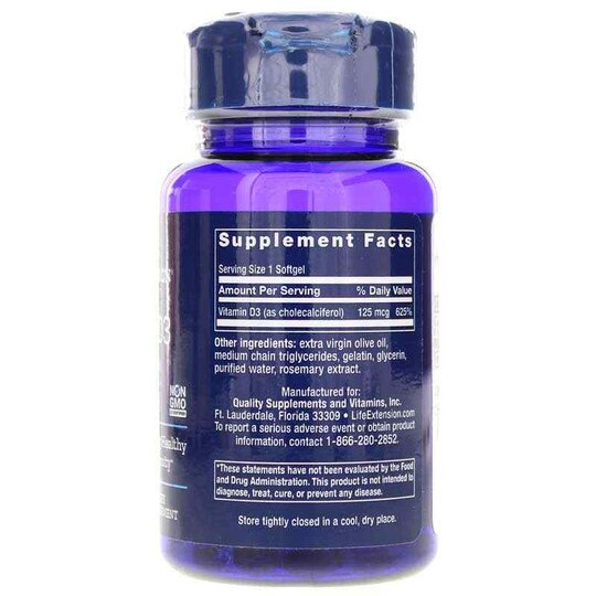 Vitamin D3 125mcg (5000 IU), 60 Softgels, LFE