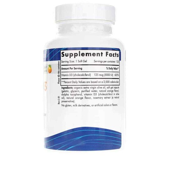 Vitamin D3 5000 IU, 120 Softgels, NRN