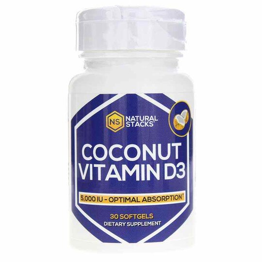 Vitamin D3 5000 IU with Organic Coconut Oil, Natural Stacks