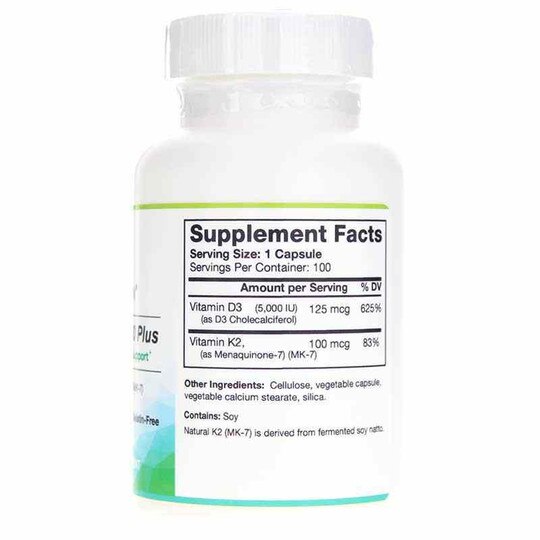 Vitamin D3 5000 Plus with Natural MK-7, 100 Capsules, BD