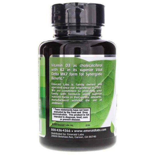Vitamin D3 + K2 5000 IU + 50 Mcg, 60 Veg Capsules, EMD