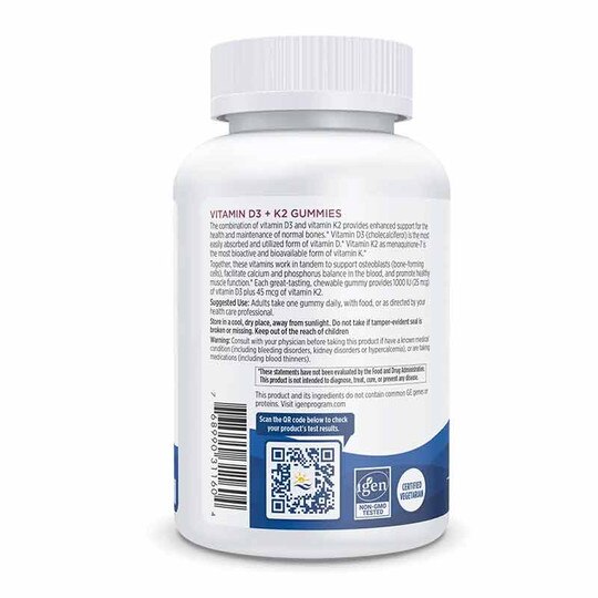 Vitamin D3 + K2 Gummies, 60 Gummies, NRN