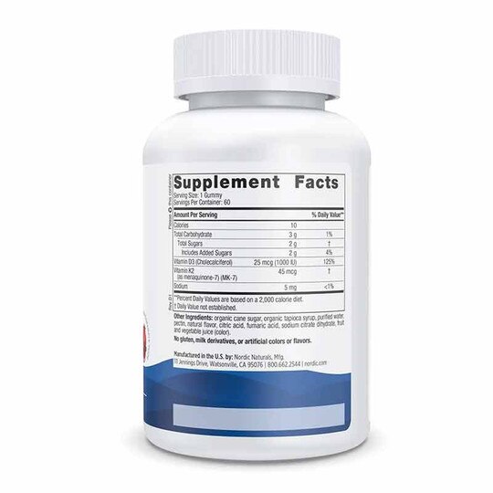 Vitamin D3 + K2 Gummies, 60 Gummies, NRN