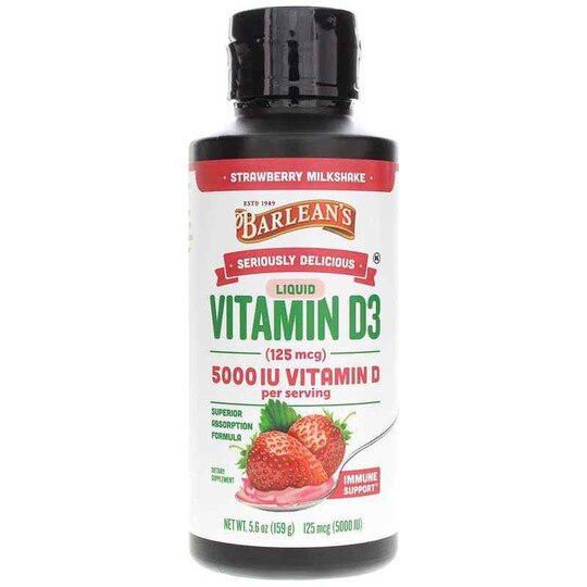 Vitamin D3 Liquid 5000 IU Strawberry Milkshake, 5.6 Oz, BOO