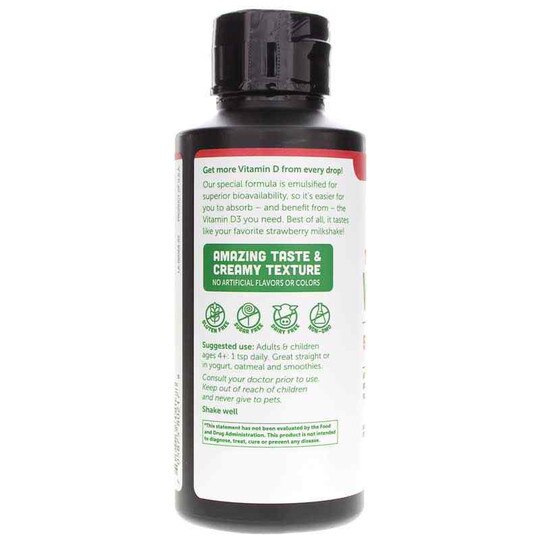 Vitamin D3 Liquid 5000 IU Strawberry Milkshake, 5.6 Oz, BOO
