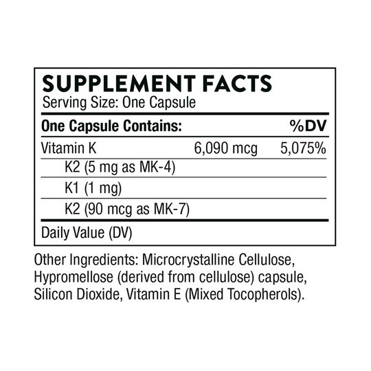 Vitamin K, 60 Veg Capsules, THR