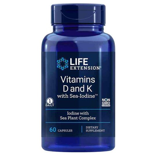 Vitamins D & K with Sea-Iodine, 60 Capsules, LFE
