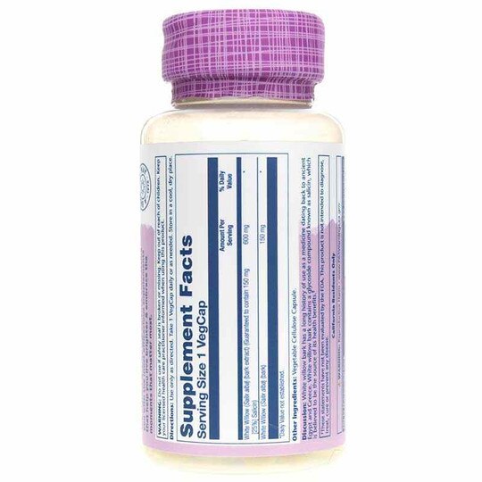 White Willow Bark Extract 600 Mg, 60 Veg Capsules, SLR