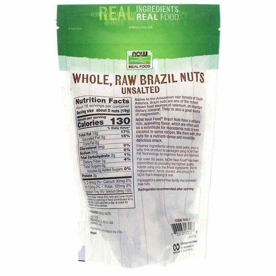 Whole, Raw Brazil Nuts Unsalted, 12 Oz, NOW