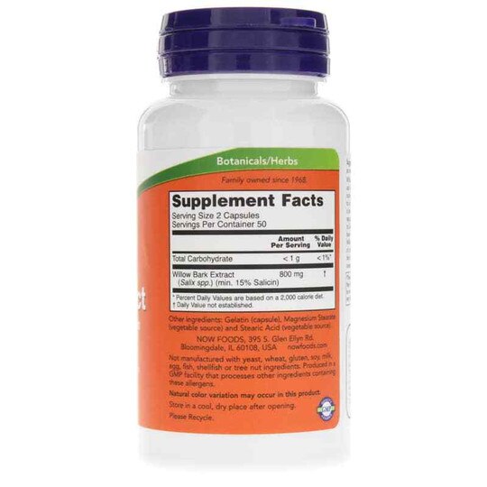 Willow Bark Extract 400 Mg, 100 Capsules, NOW