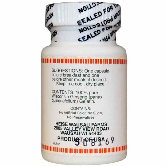 Wisconsin Ginseng 100% Pure, 60 Capsules, HES