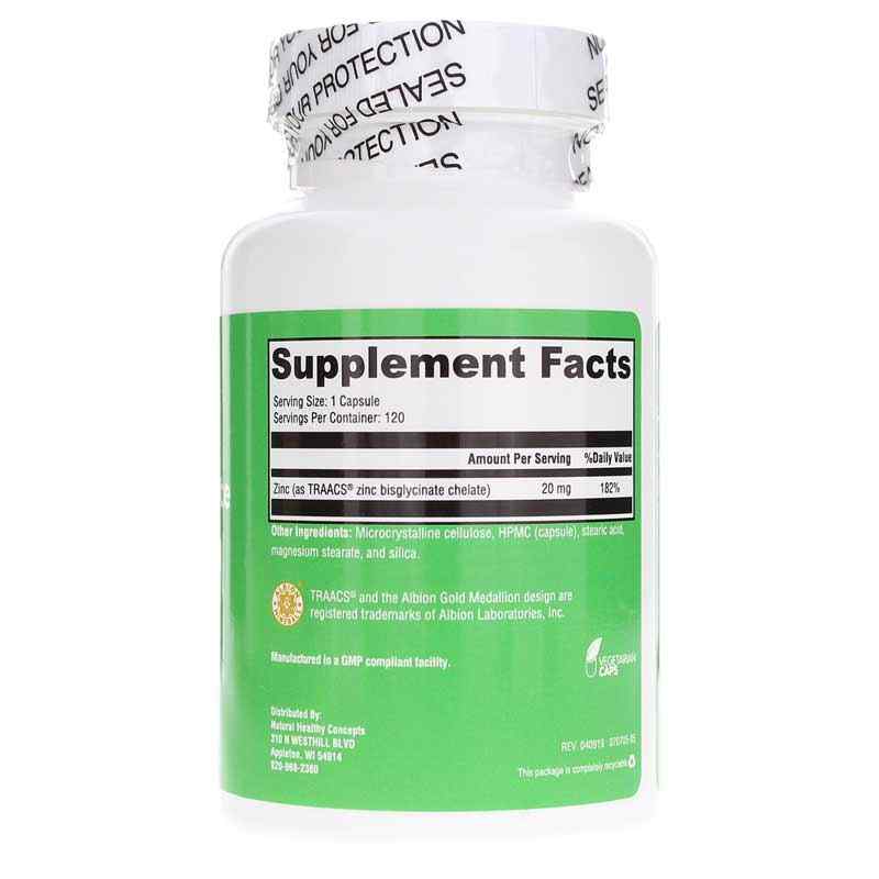 Zinc BisGlycinate 20 Mg, Natural Healthy Concepts