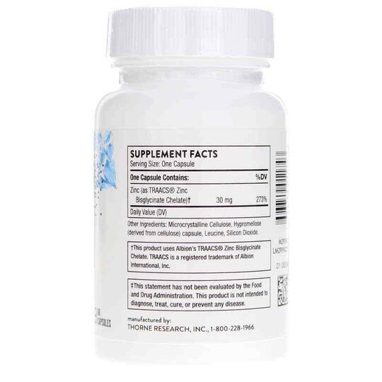 Zinc Bisglycinate 30 Mg, 60 Capsules, THR