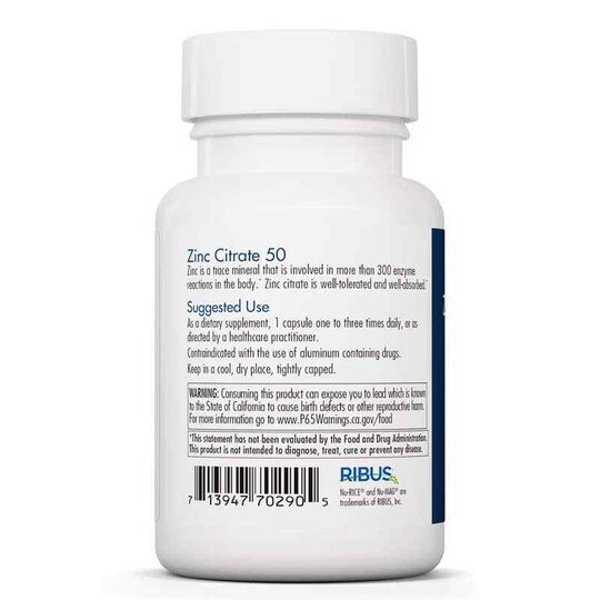 Zinc Citrate 50 Mg, 60 Veg Capsules, ARG